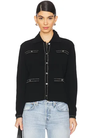 AUTUMN CASHMERE Collared Jacket With Double Needle Topstitch Detail in . Size M, S, XL, XS.