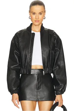 GRLFRND Cropped Leather Bomber Jacket in . Size M, S, XS, XXS.