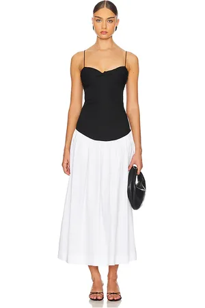 SWF X REVOLVE Drop Waist Dress in Black,White. Size S.