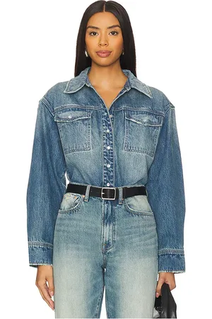 GRLFRND Michaela Denim Shirt in . Size XXS.