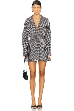 Norma Kamali Oversized Shirt Flared Mini Dress in Black,White. Size M, S, XL, XS, XXS.