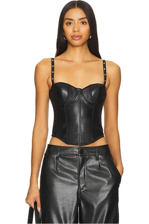 FLEUR DU MAL Faux Leather Grommet Bustier Top in . Size S, XS.