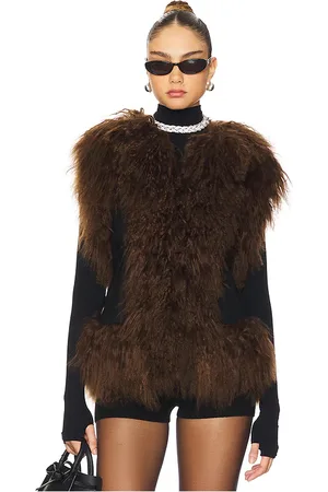 Susanna Chow Dorothy Shearling Suede Vest in . Size M, S.