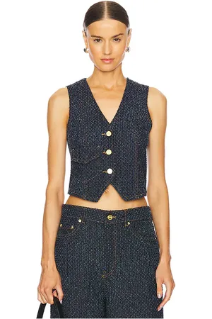 Ganni Fluffy Denim Waistcoat in . Size 42.
