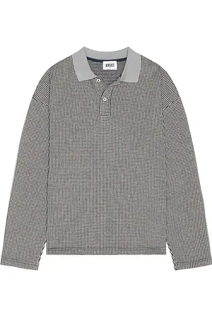 Saks Fifth Avenue Houndstooth Jacquard Knit Rugby Polo in . Size M, S.