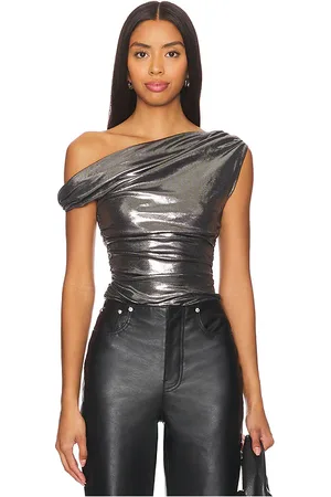 Misha Paison Metallic Jersey Top in . Size M, S, XL, XS, XXL, XXS.