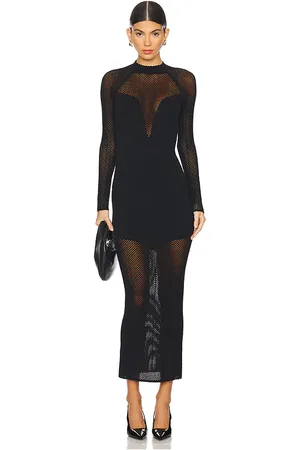 FLEUR DU MAL Knit Mesh Long Sleeve Maxi Dress in . Size S, XS.