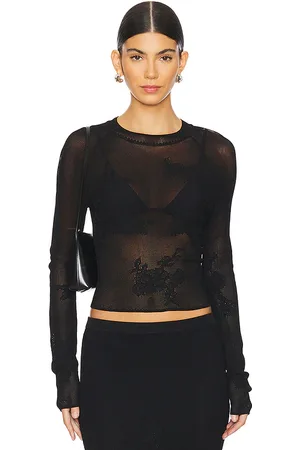 FLEUR DU MAL Lace Pointelle Long Sleeve Top in . Size M, S, XS.