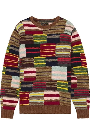 Beams Crew Hand Knit Patchwork Sweater in . Size M, S.
