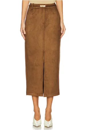 Generation Love Medina Belted Faux Suede Skirt in . Size 6.
