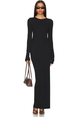ÉTERNE Long Sleeve Crewneck Maxi Dress in . Size M, S, XL, XS.