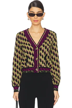 Diane von Furstenberg Bryant Cardigan in Olive, Purple. Size S.