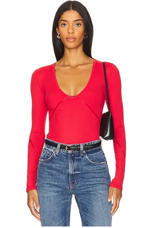 Free People X Intimately FP Victoria Plunge Bodysuit In Garnet Rose in . Size S, XL.