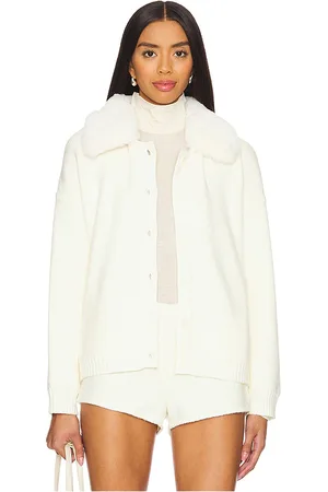 Central Park West Nola Faux Fur Collar Oversize Cardigan in . Size M, S, XL, XS.