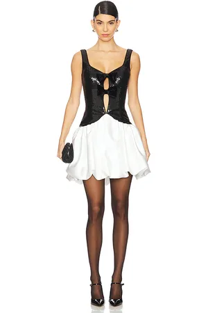Rasario Sequined Satin Mini Dress in Black,White. Size 40/8.