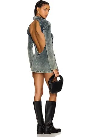 Masha Popova Twisted Front Open Back Plush Dress in . Size S, XS.