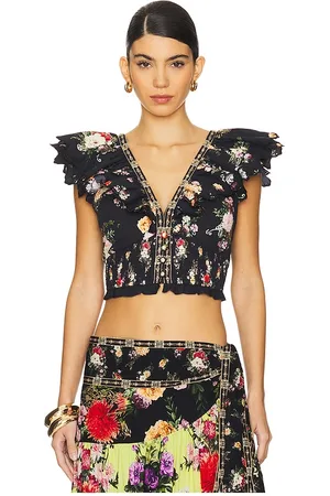 Camilla Deep V Frill Short Sleeve Top in . Size XS.