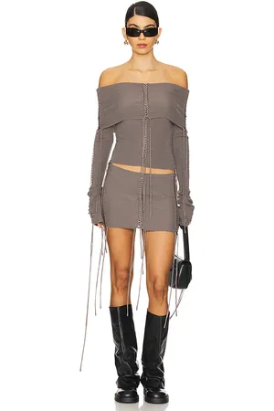 Jaded London Extreme Fold Over Lace Up Knit Top in . Size XL.