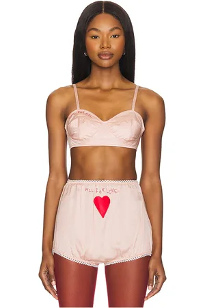 Fiorucci Embroidered Satin Heart Bralette in . Size M, S, XL, XS.