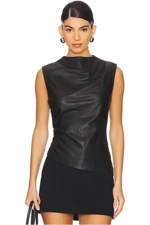 AEXAE Leather Ruched Top in . Size XS.