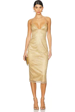 For Love & Lemons Glitter Grid Midi Dress in . Size M, S, XL.