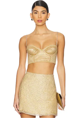 For Love & Lemons Glitter Grid Bustier Top in . Size M.