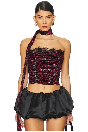 For Love & Lemons Berry Bud Velvet Bustier Top in . Size M, S, XL, XS.