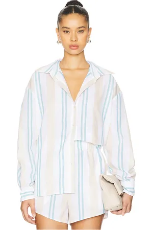 Bondi Born Arezzo Classic Top in White,Baby Blue. Size M, S.