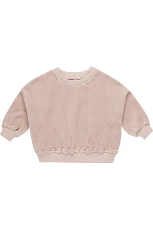 Quincy Mae Kids Velour Relaxed Sweatshirt in . Size 18-24M, 2-3yr, 4-5yr.