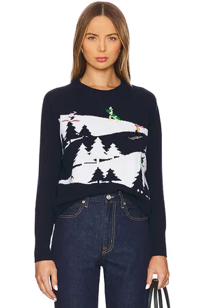 AUTUMN CASHMERE Snowscape Sweater With Skiers in . Size M, XL.