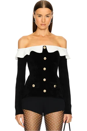 Self-Portrait Chenille Knit Off Shoulder Top in . Size M.