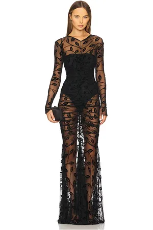 Norma Kamali Long Sleeve V Neck Shirred Front Fishtail Gown in . Size M, XS.