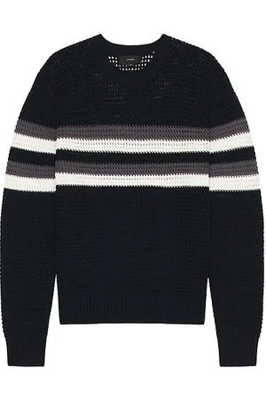 Vince Crochet Chest Stripe Crewneck Sweater in . Size M, XL/1X.