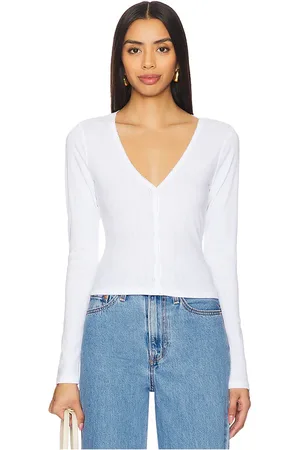GOOD AMERICAN Cotton Pointelle Cardigan in . Size 3X, 4X, 5X, L, M, S, XS.