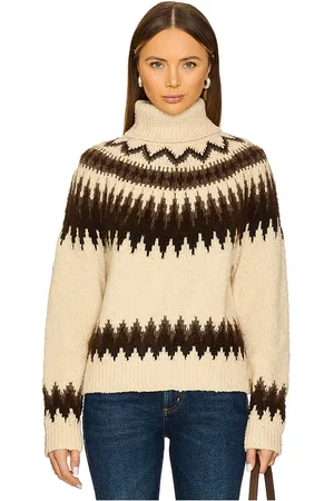 Ralph Lauren Fair Isle Wool-blend Turtleneck in Cream,Brown. Size M, XL.
