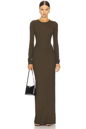 ÉTERNE Long Sleeve Crewneck Maxi Dress in . Size S, XL, XS.