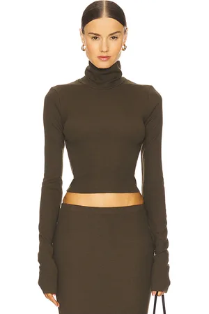 ÉTERNE Cropped Fitted Turtleneck Top in . Size XL, XS.