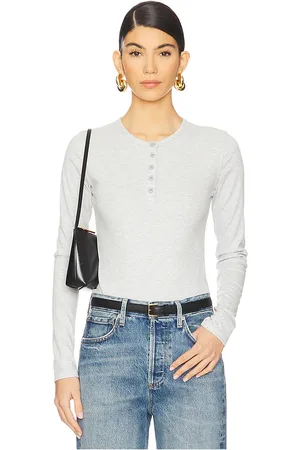 WeWoreWhat V-Neck Henley Bodysuit in . Size M, S, XL, XS, XXS.