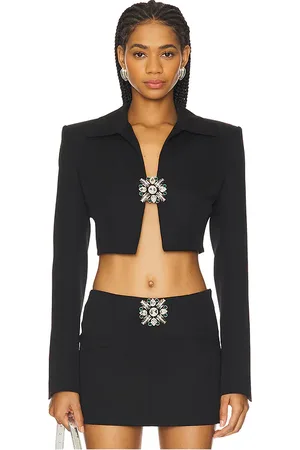 AREA Crystal Brooch Cropped Jacket in . Size 6.
