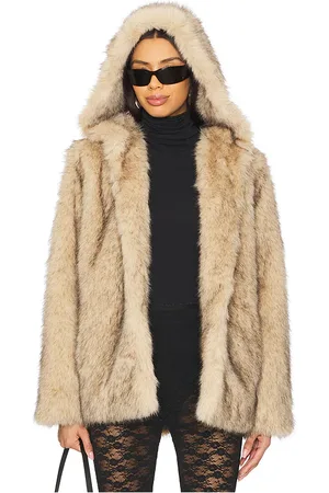 Generation Love Della Faux Fur Hood Jacket in . Size S, XL, XS, XXL.