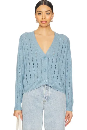 AUTUMN CASHMERE Cropped V Neck Cardigan With Pointelle Ladder Stitch in . Size XL, XS.
