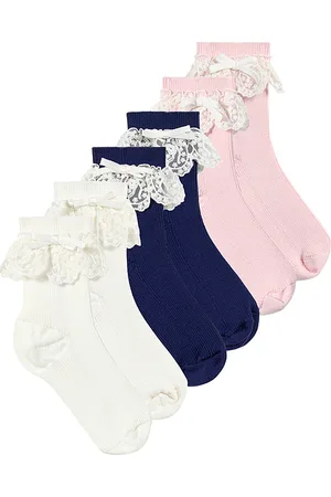 Self-Portrait Kids Lace Trim Bow Socks in .