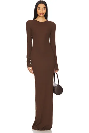 ÉTERNE Long Sleeve Crewneck Maxi Dress in . Size S, XS.