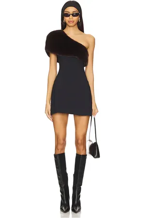 WeWoreWhat Faux Fur One Shoulder Mini in . Size 4.