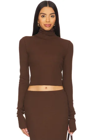 ÉTERNE Cropped Fitted Turtleneck Top in . Size XL, XS.