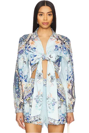 Camilla Cropped Wrap Shirt in . Size S, XS.