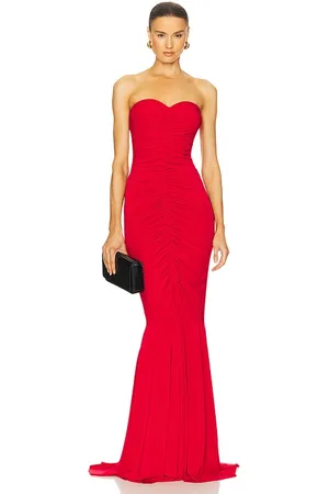 Norma Kamali X REVOLVE Strapless Shirred Front Fishtail Gown in . Size M, S, XL.
