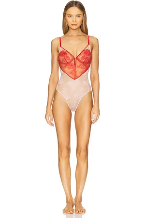 FLEUR DU MAL Bouquet Lace Heart Bodysuit in . Size M, S, XS.