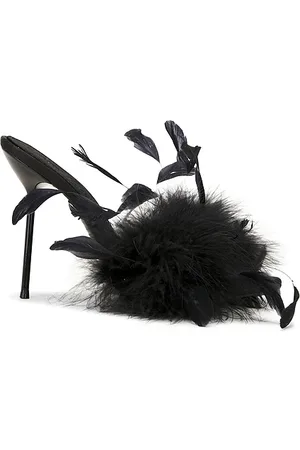 PARIS TEXAS Lidia Feather Mule 105 in . Size 37, 38.