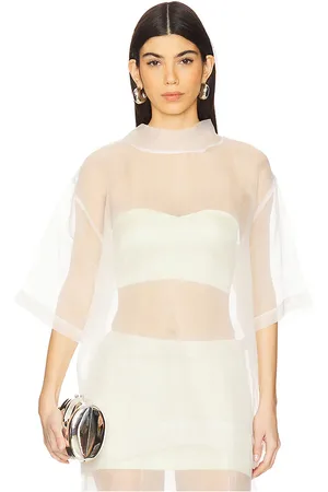 SWF Sweetheart Satin Bandeau & High Collar Sheer Tee in . Size XS.